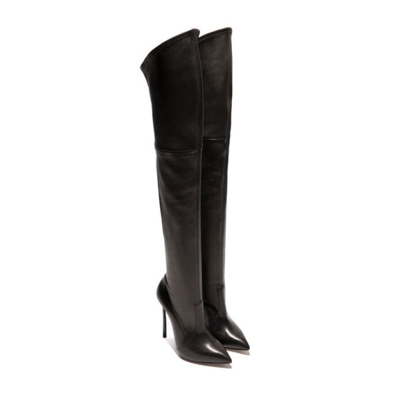 $2400 RARE CASADEI BLADE OVER THE KNEE THIGH HIGH BLACK LEATHER BOOTS EU40 - Picture 5 of 11